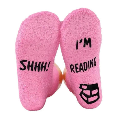 'SHHH! I'M READING' Novelty Socks - Comfortable and Cute All-Season Slipper Socks Simple Soft Fit Love Underwear
