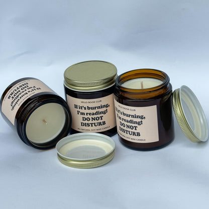 Bookish Candle Gift: If It's Burning, I'm Reading DO NOT DISTURB with Decor Ornaments - Freshener & Decoration Cozy Room Vanilla