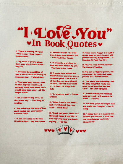 Valentine Tote bag - I love you in Book Quotes