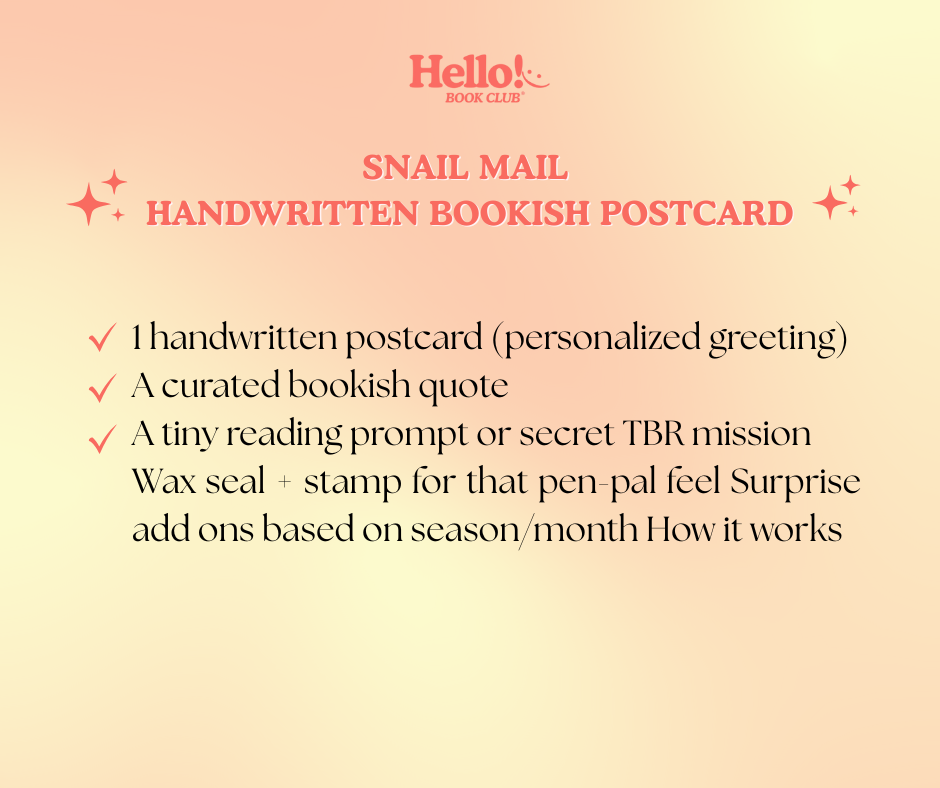 Snail Mail — Handwritten Bookish Postcard, penpal Letter