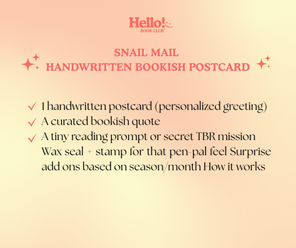 Snail Mail — Handwritten Bookish Postcard, penpal Letter